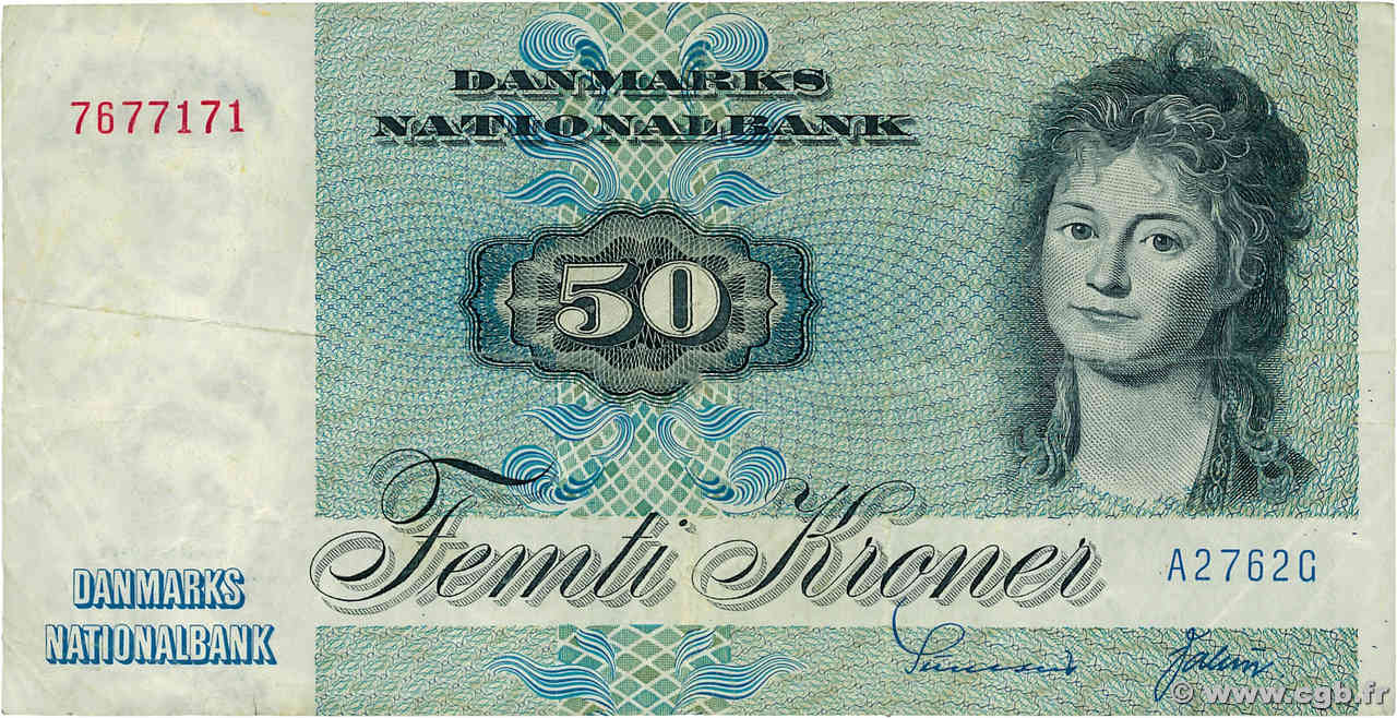 50 Kroner DANEMARK  1976 P.050b TB