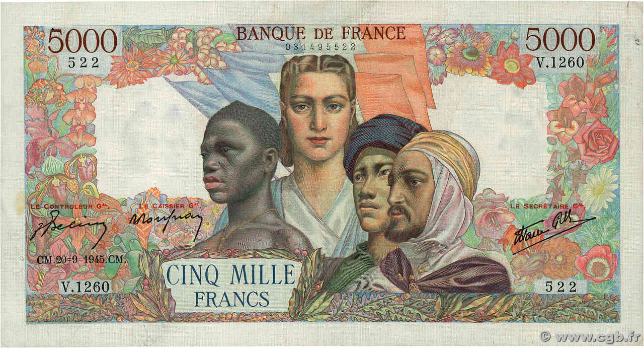 5000 Francs EMPIRE FRANÇAIS FRANCE  1945 F.47.44 TTB+