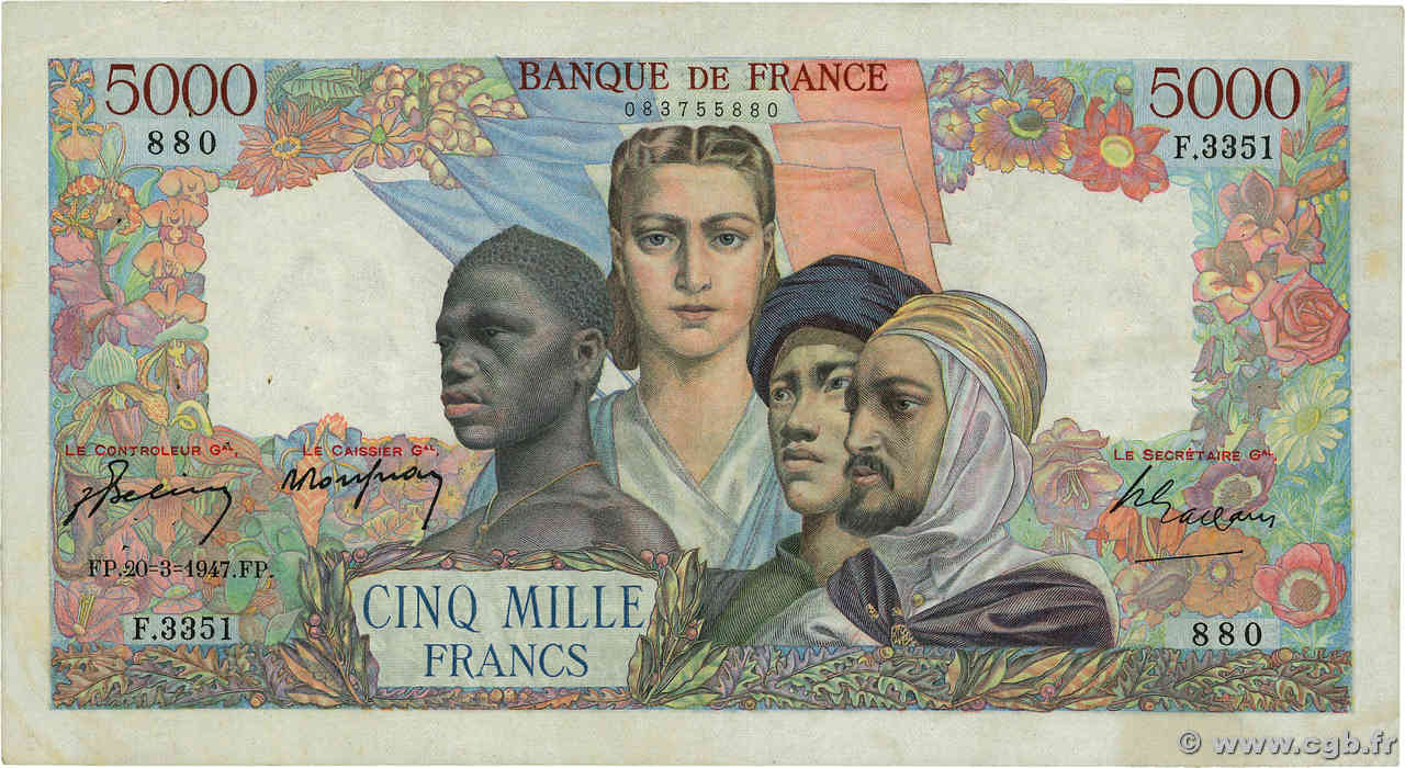 5000 Francs EMPIRE FRANÇAIS FRANCE  1947 F.47.59 TTB