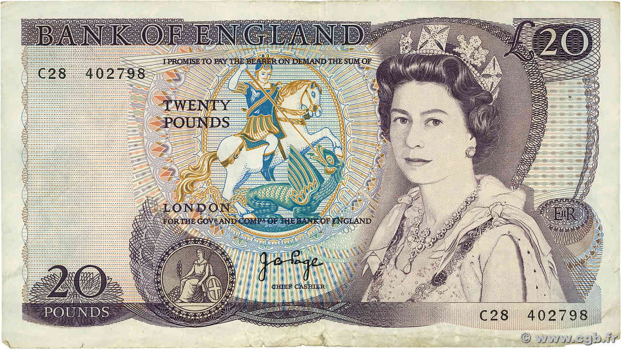 20 Pounds ANGLETERRE  1970 P.380b TB