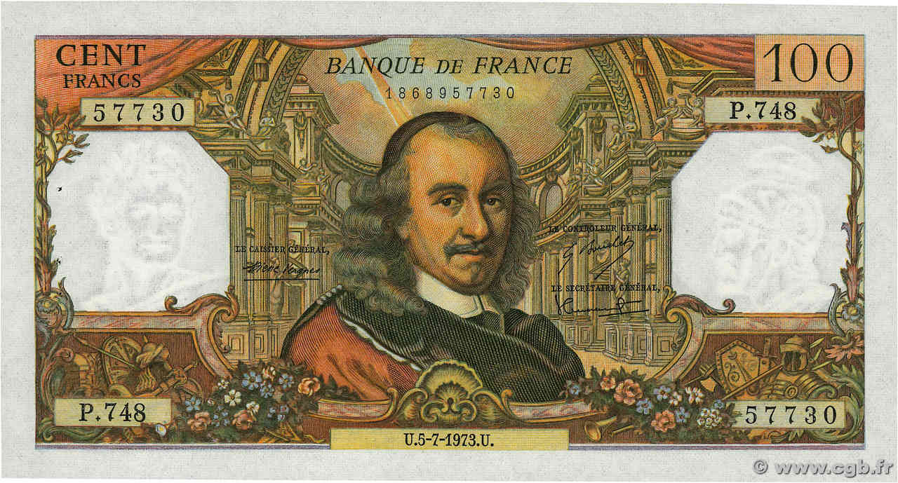 100 Francs CORNEILLE FRANCE  1973 F.65.43 pr.SPL