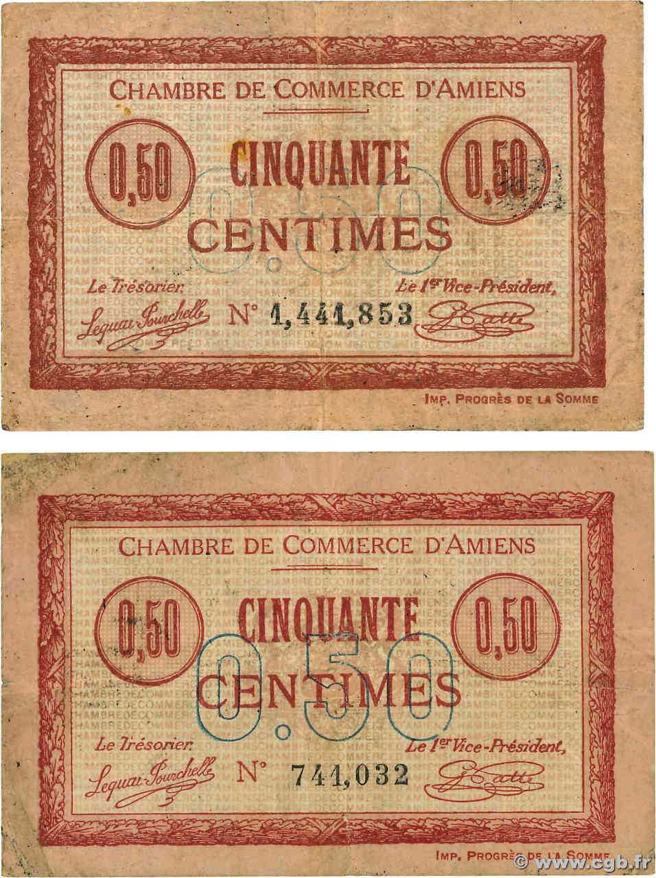 50 Centimes Lot FRANCE regionalism and miscellaneous Amiens 1915 JP.007.26 F