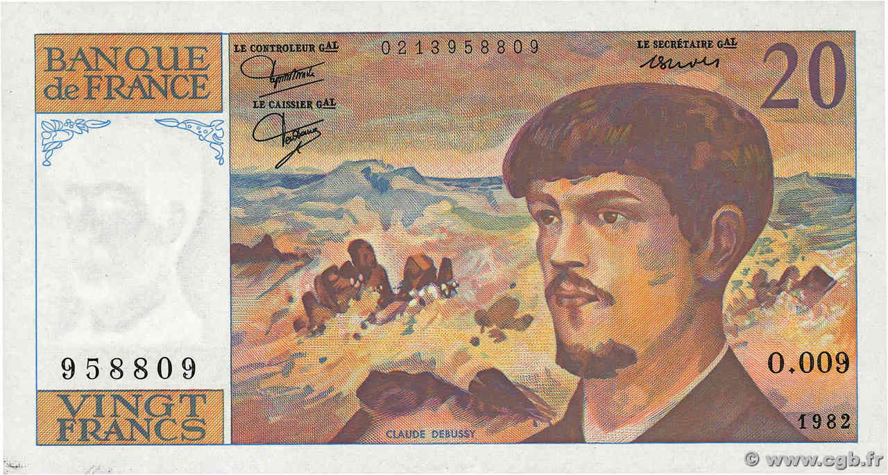 20 Francs DEBUSSY FRANCE  1982 F.66.03 pr.NEUF