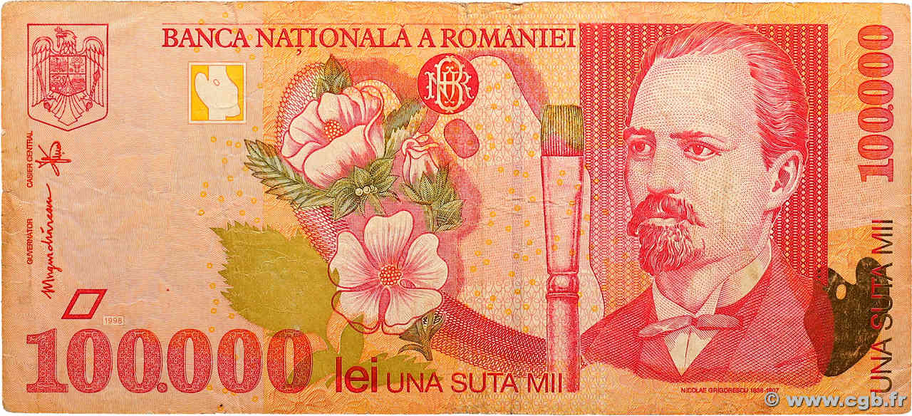 100000 Lei ROMANIA  1998 P.110 VG