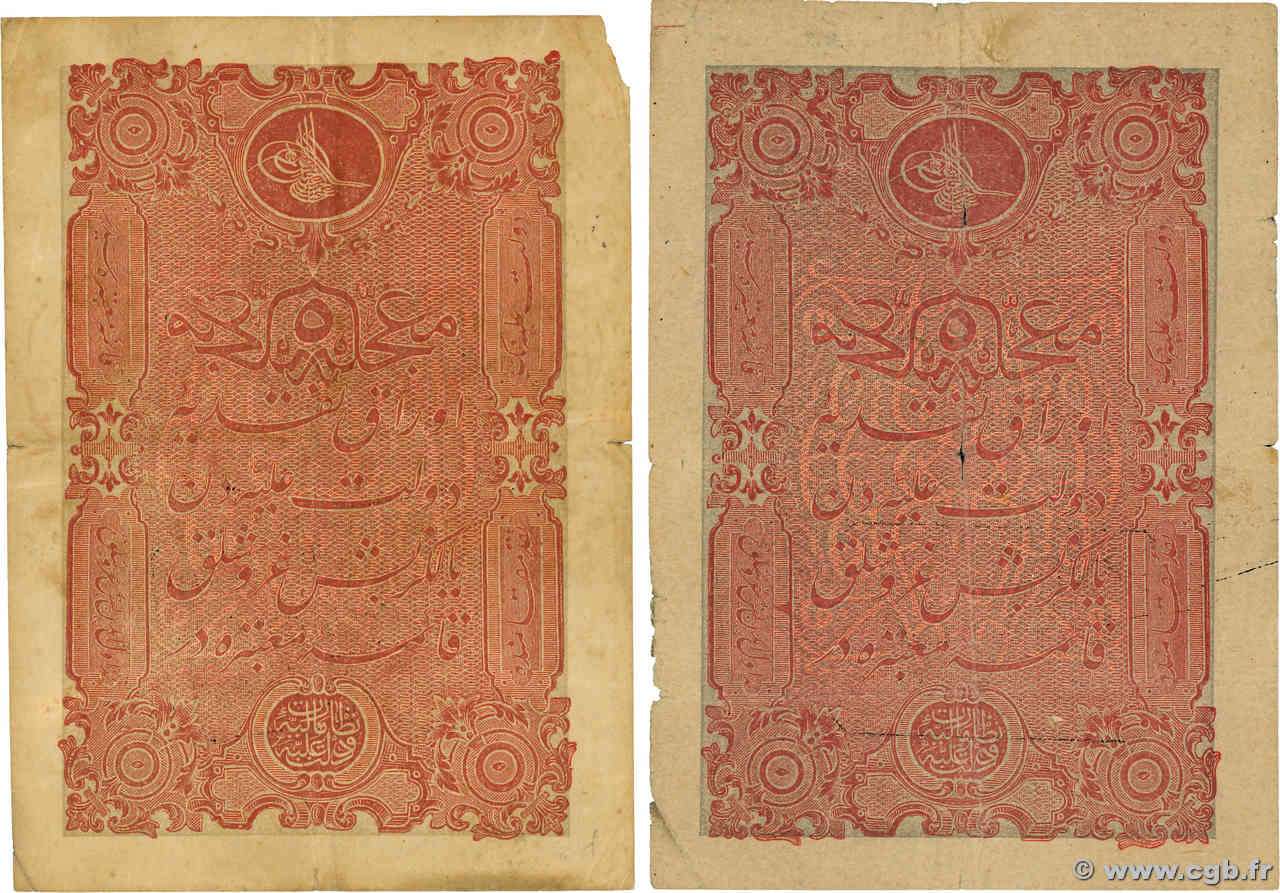 5 Kurush TURQUIE Constantinople 1877 P.047b et P.047c TB