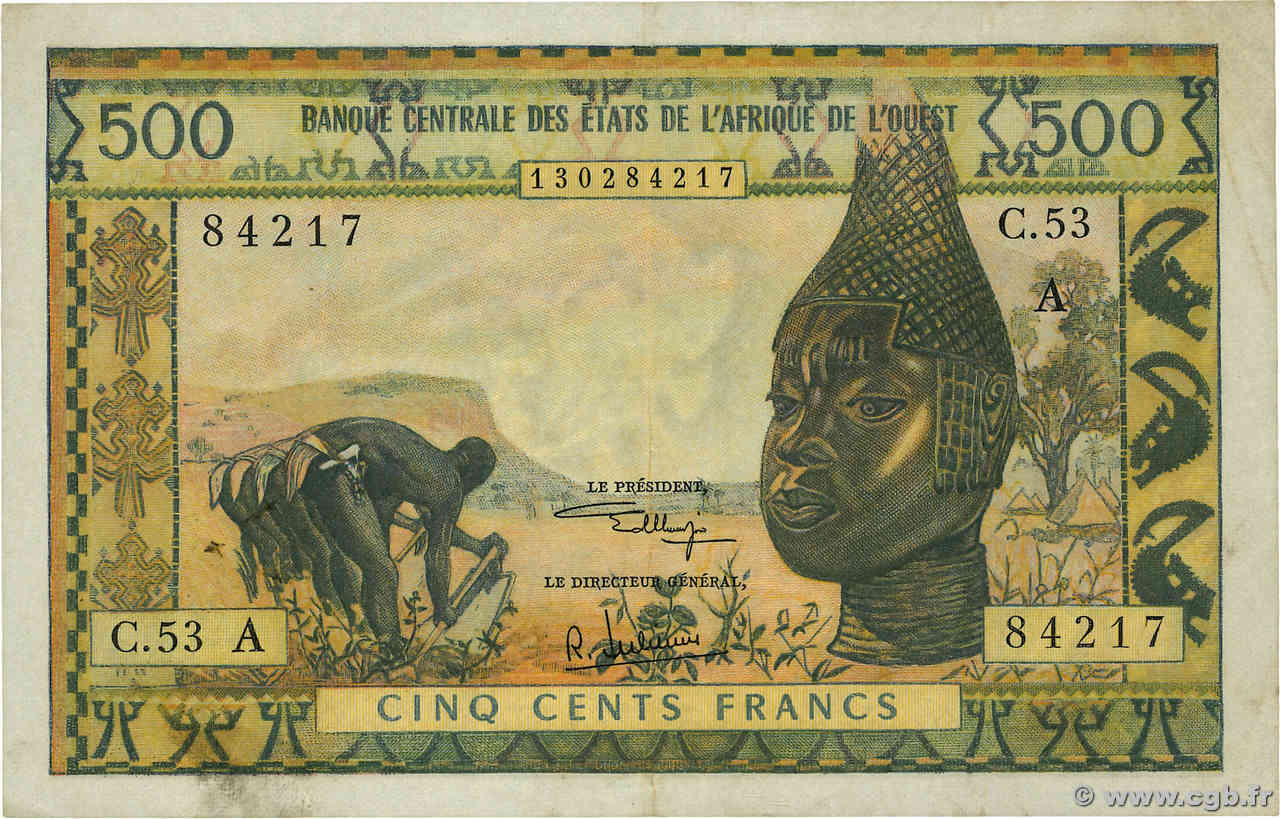 500 Francs ÉTATS DE L AFRIQUE DE L OUEST  1959 P.102Aj TTB