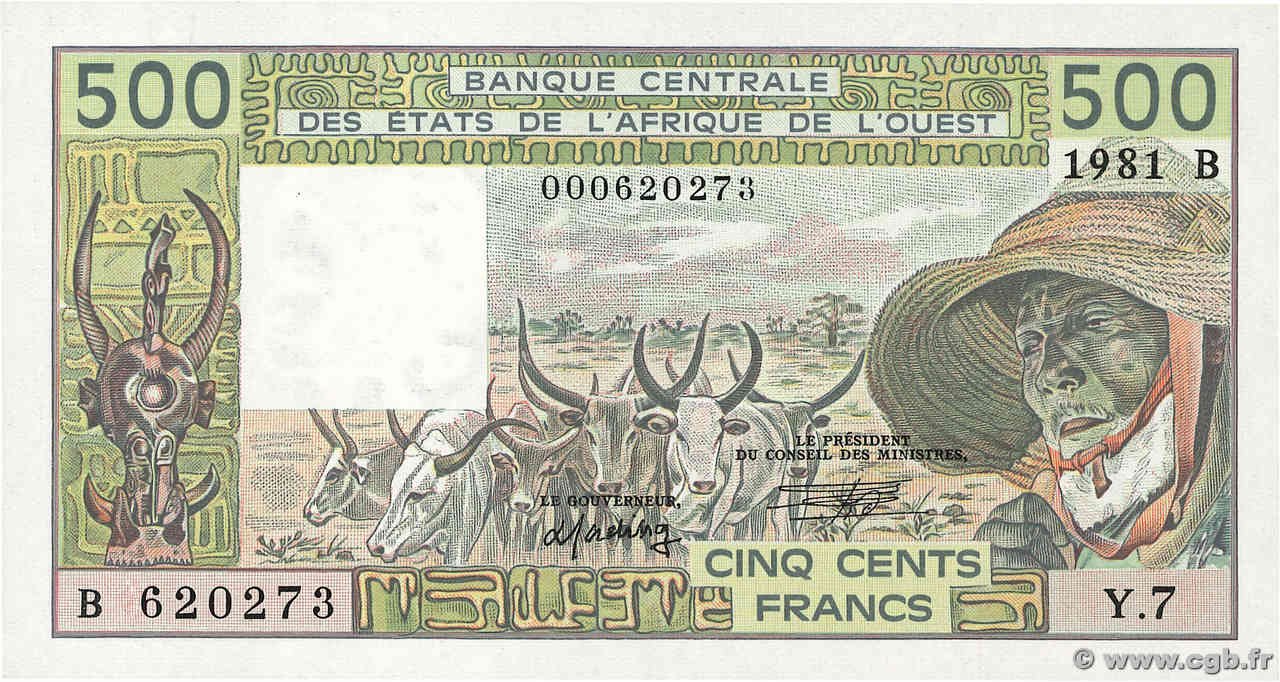 500 Francs ÉTATS DE L AFRIQUE DE L OUEST  1981 P.706Kc NEUF