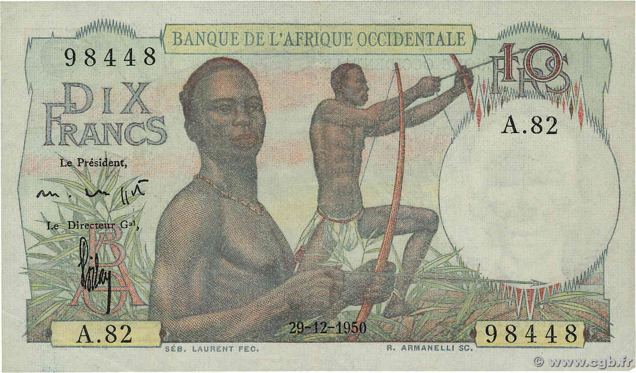 10 Francs AFRIQUE OCCIDENTALE FRANÇAISE (1895-1958)  1954 P.37 TTB+