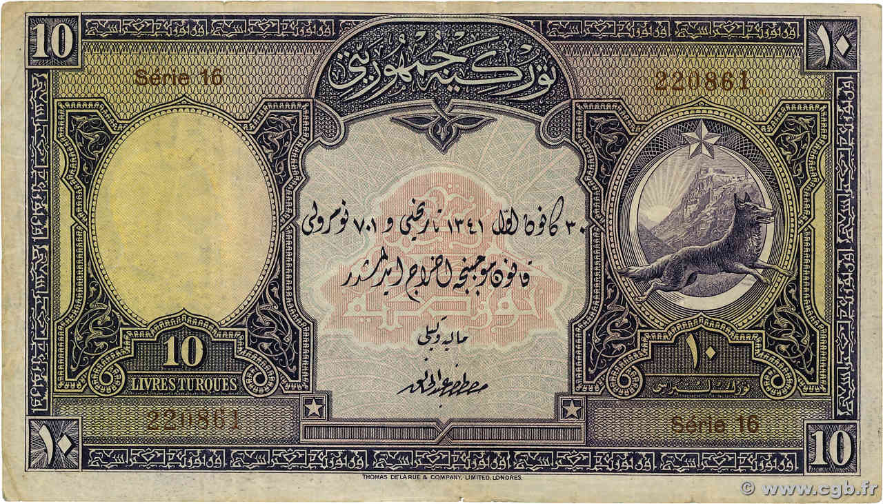 10 Livres TURKEY  1926 P.121 F