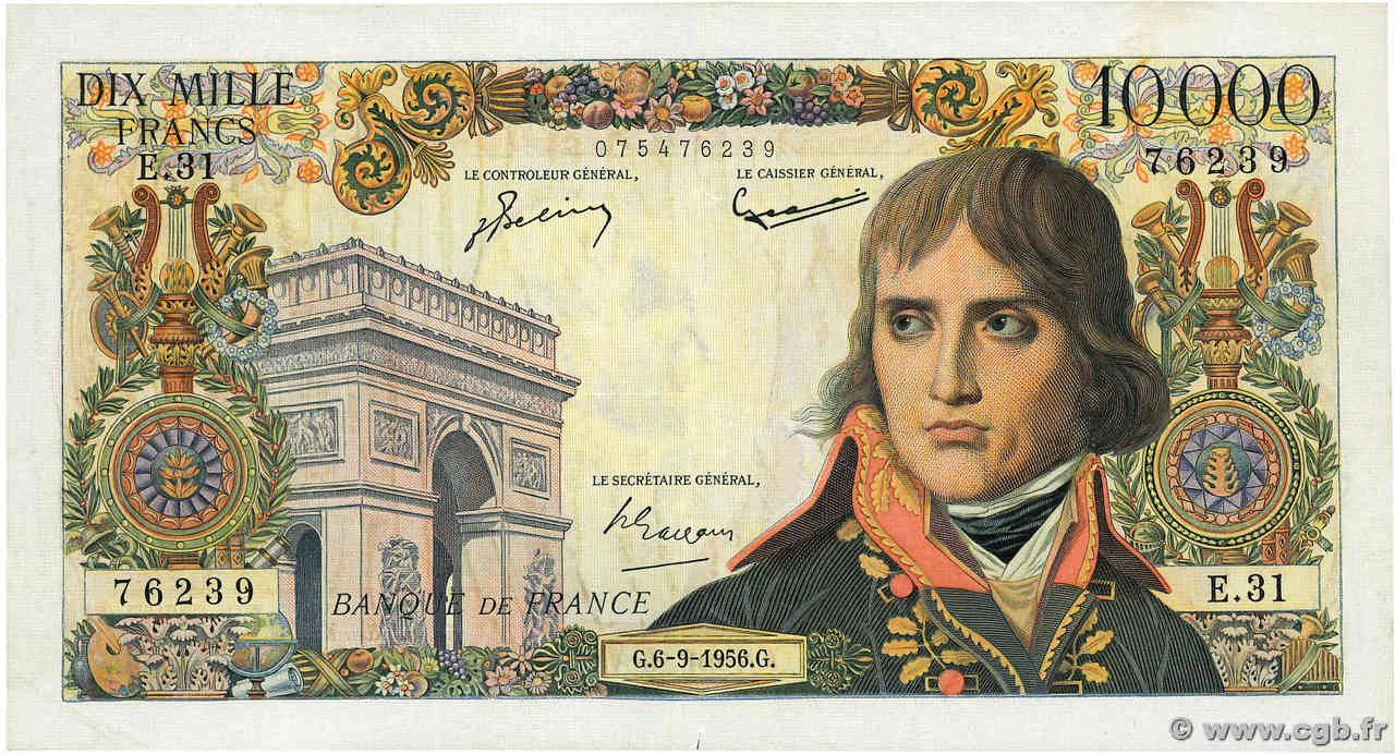 10000 Francs BONAPARTE FRANCE  1956 F.51.04 pr.SUP