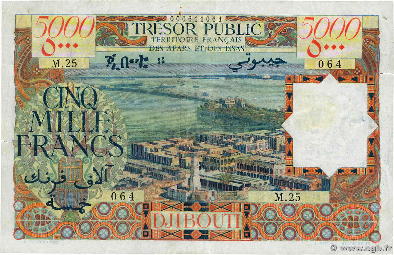 5000 Francs AFARS ET ISSAS  1969 P.30 TB