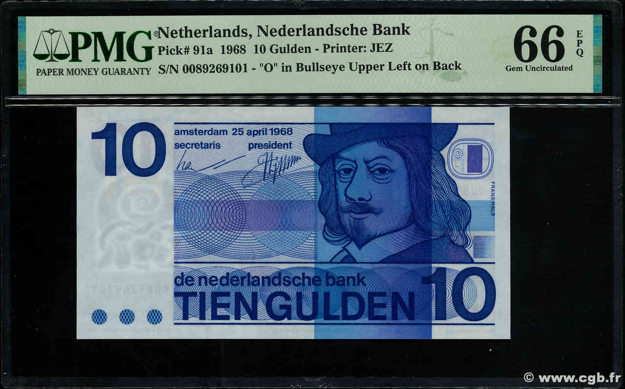 10 Gulden NIEDERLANDE  1968 P.091a ST