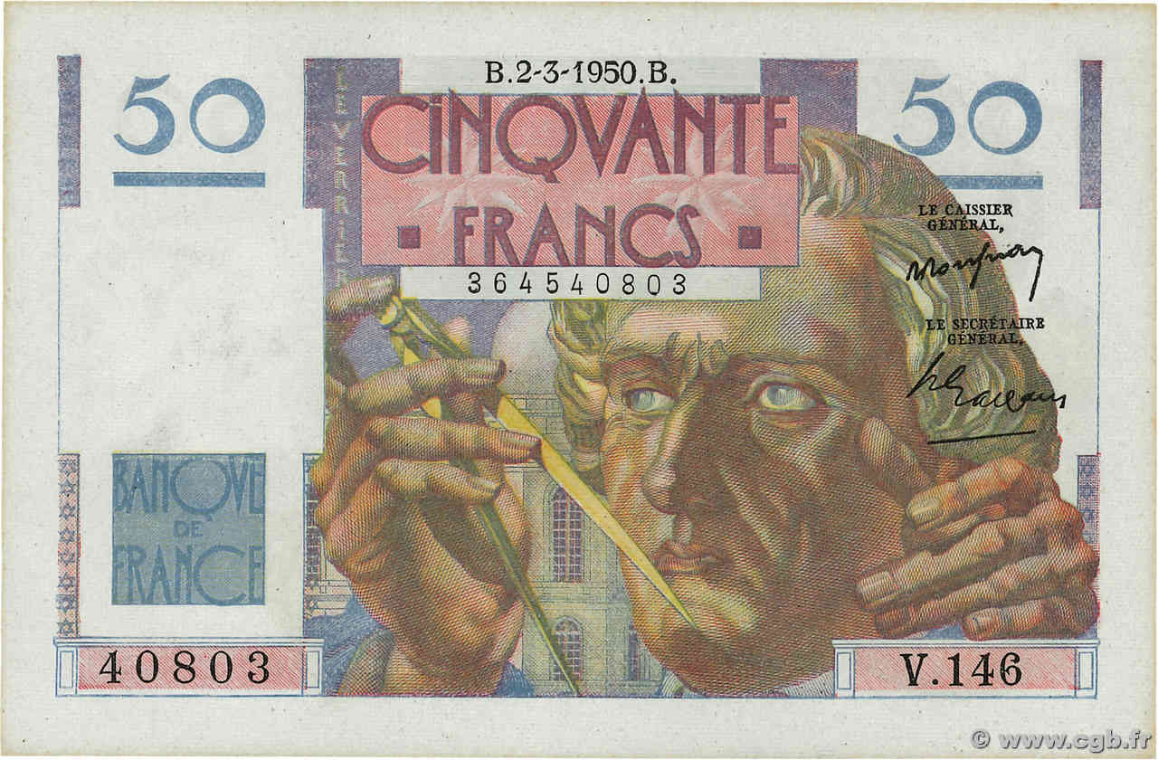 50 Francs LE VERRIER FRANCE  1950 F.20.14 pr.NEUF