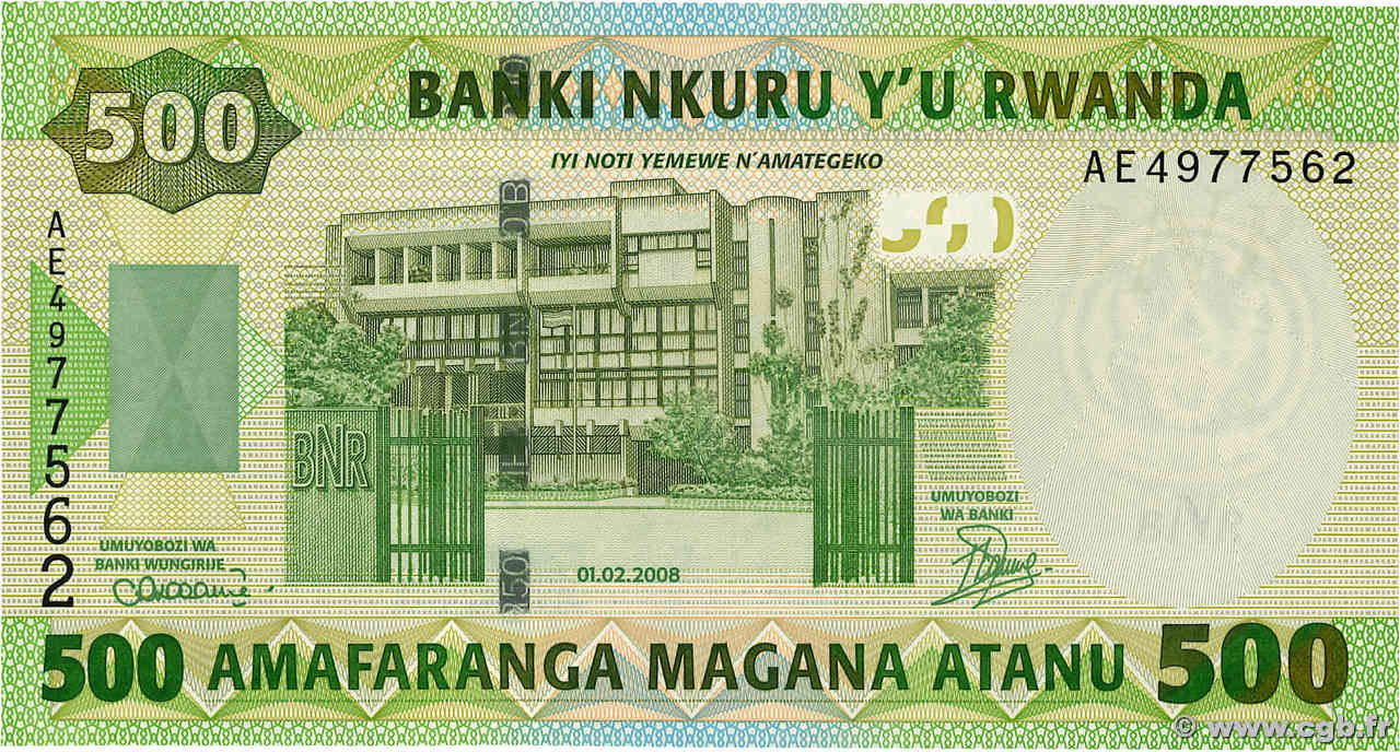 500 Francs RWANDA  2008 P.34 NEUF