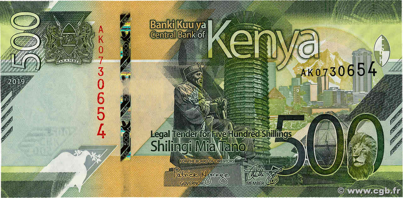 500 Shillings KENYA  2019 P.55 UNC