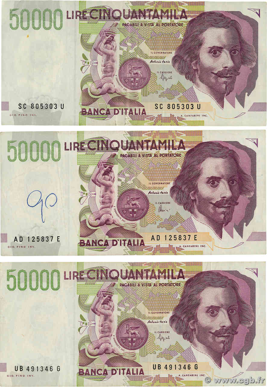 50000 Lire Lot ITALIEN  1992 P.116 fSS
