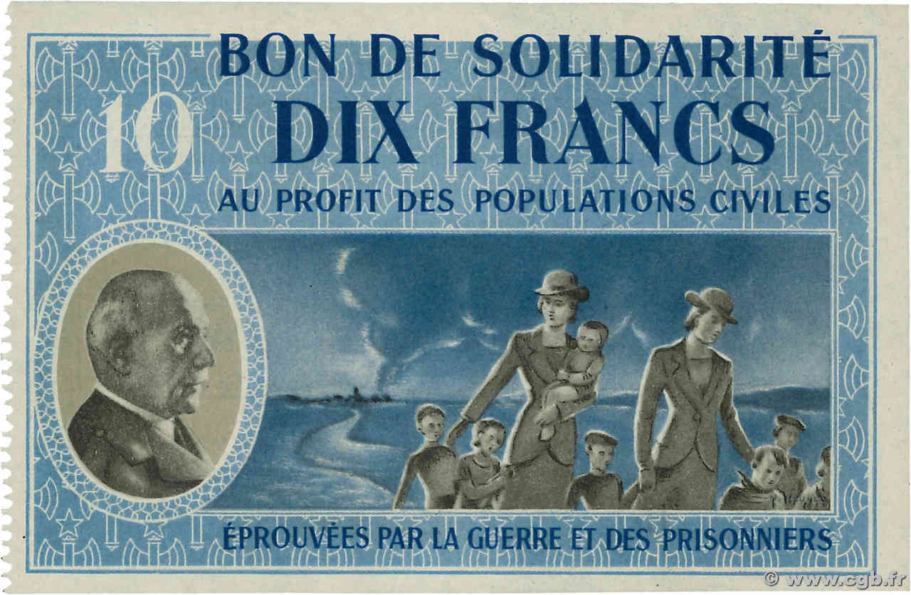 10 Francs BON DE SOLIDARITÉ FRANCE régionalisme et divers  1941 KL.07B2 pr.NEUF