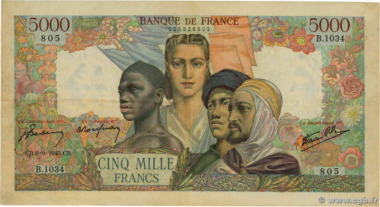 5000 Francs EMPIRE FRANÇAIS FRANCIA  1945 F.47.42 BB