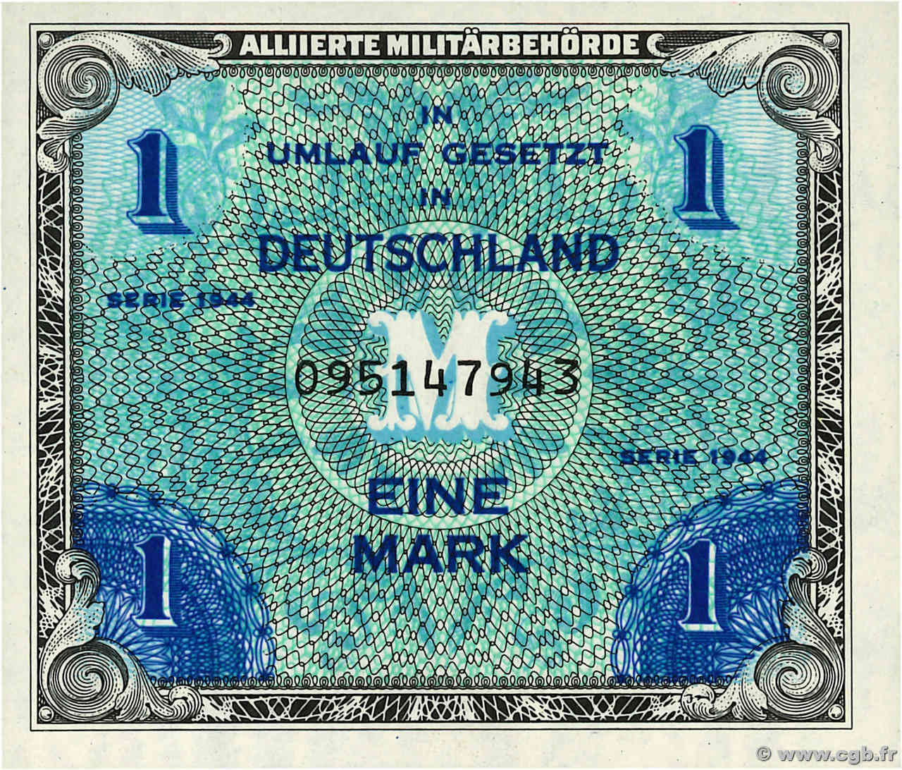 1 Mark ALEMANIA  1944 P.192a FDC