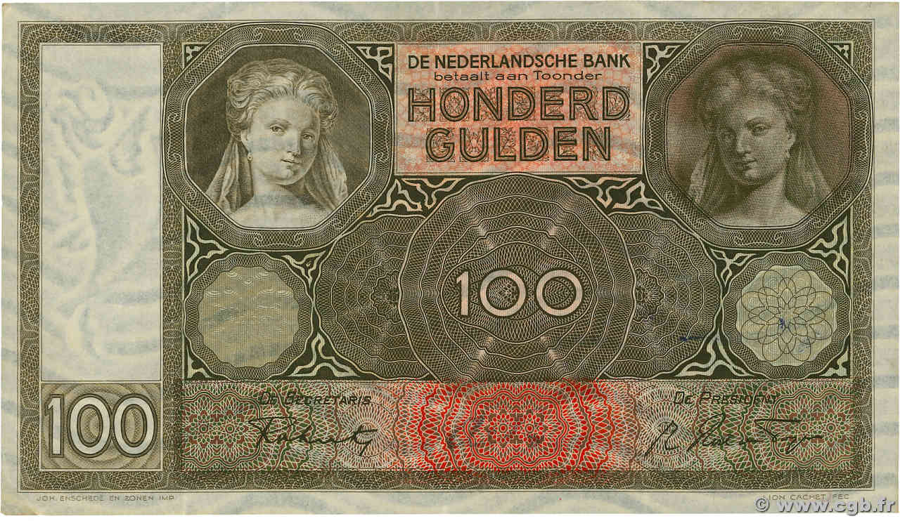 100 Gulden PAíSES BAJOS  1942 P.051 MBC