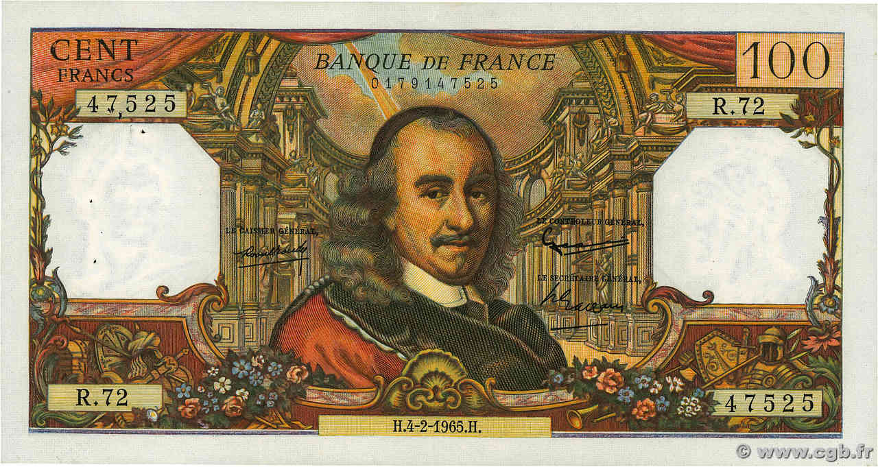 100 Francs CORNEILLE FRANCE  1965 F.65.06 TTB