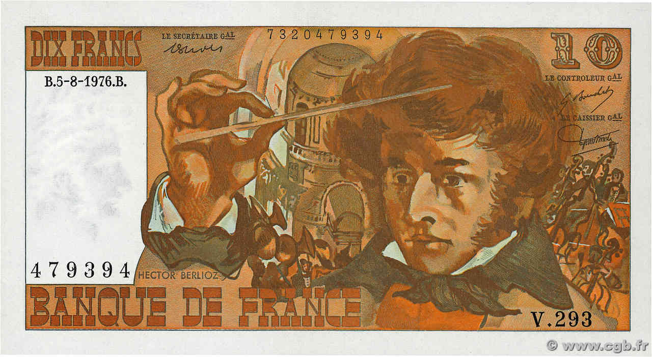 10 Francs BERLIOZ FRANCE  1976 F.63.20 SPL