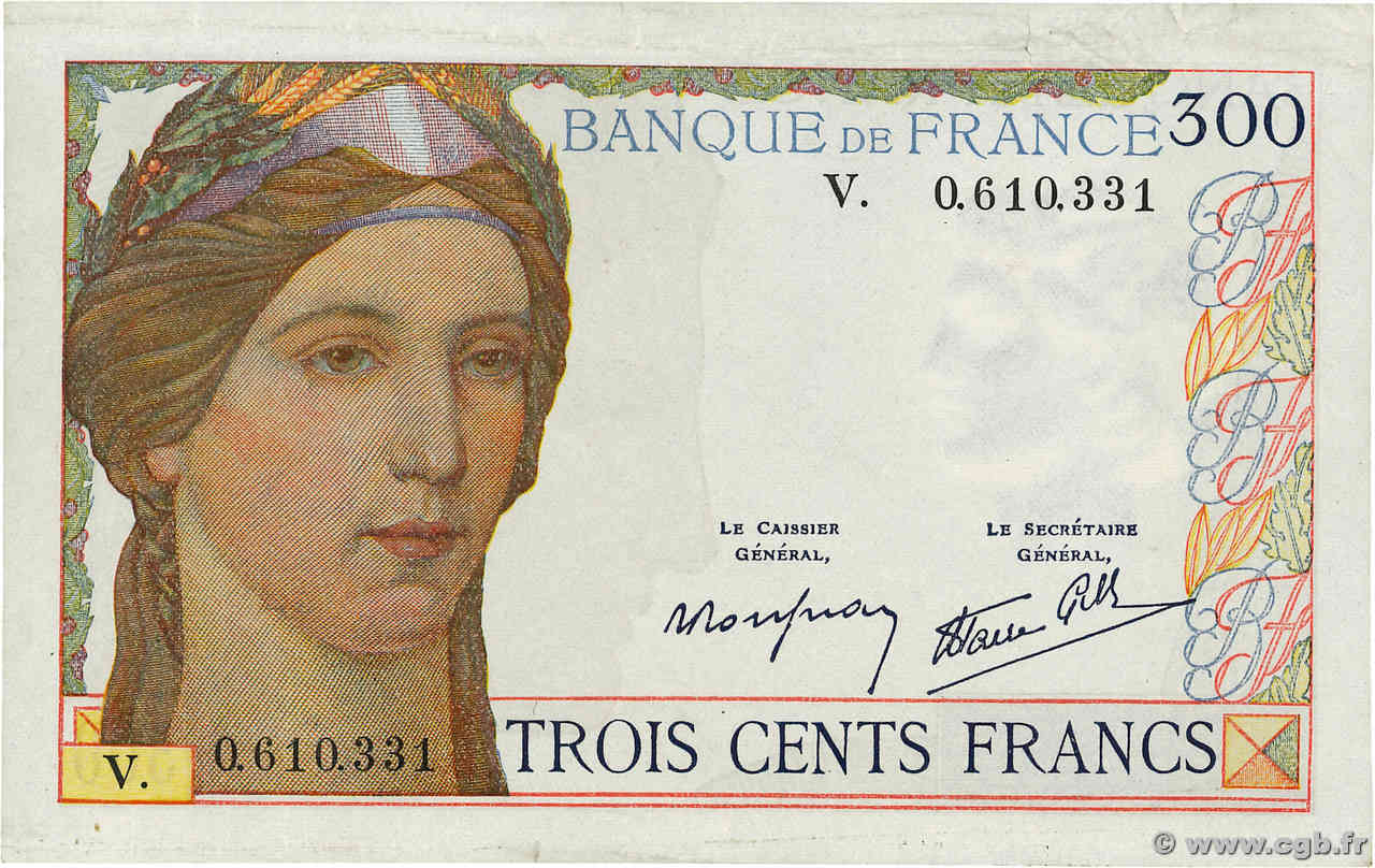 300 Francs FRANKREICH  1939 F.29.03 fVZ