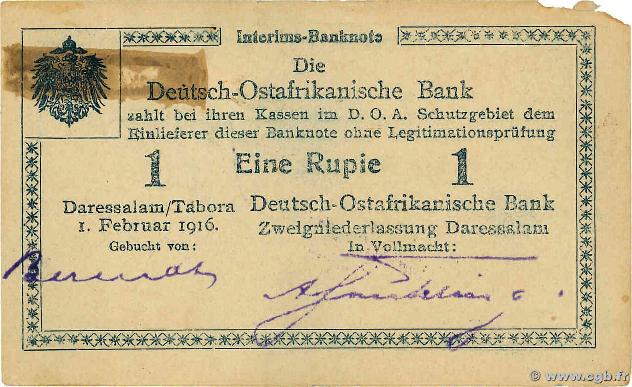 1 Rupie AFRIQUE DE L EST occ. ALLEMANDE  1916 P.21 TTB