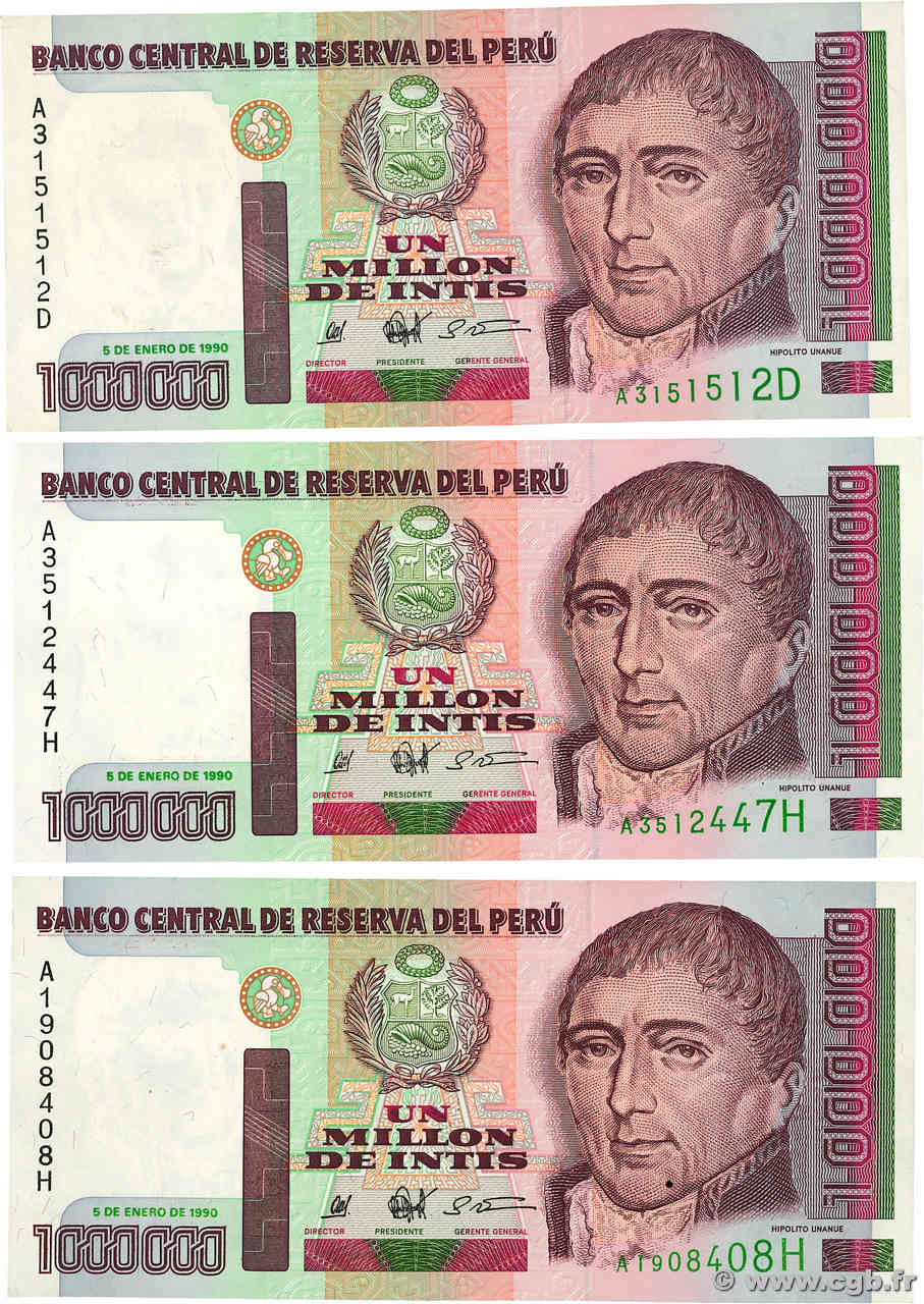 1000000 Intis Lot PERU  1990 P.148 VF+