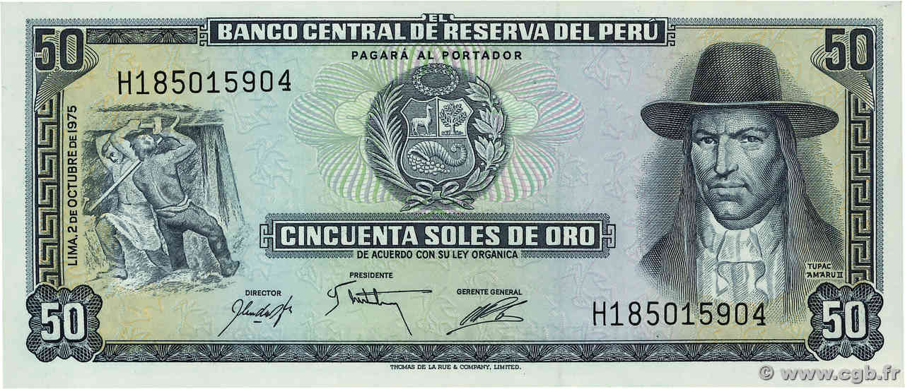 50 Soles de Oro PÉROU  1975 P.107 NEUF