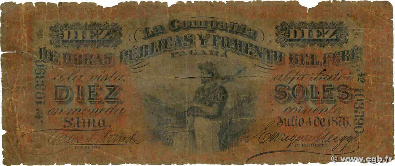 10 Soles PÉROU  1876 PS.446b AB