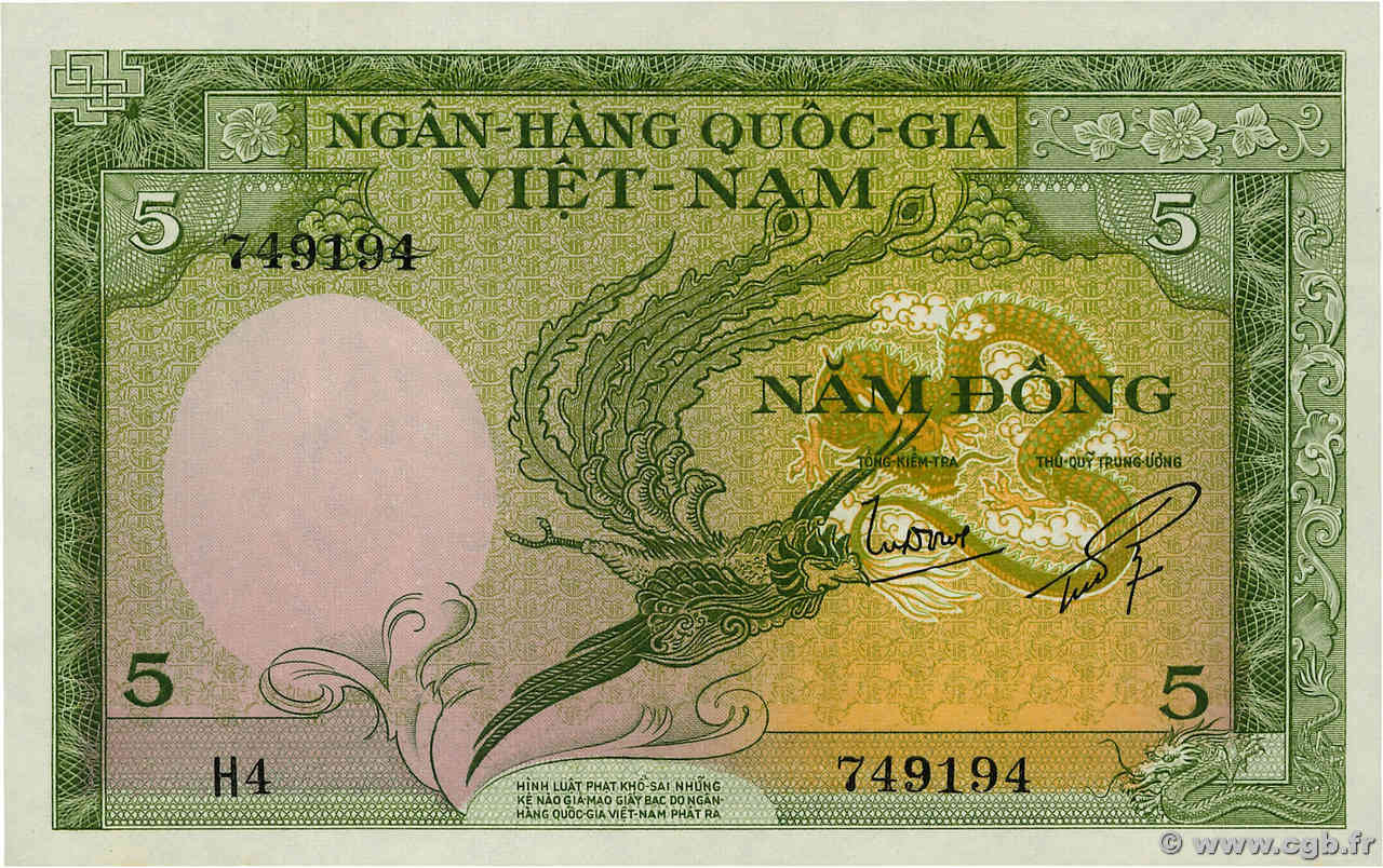 5 Dong VIET NAM SUD 1955 P.02a 513370 Billets