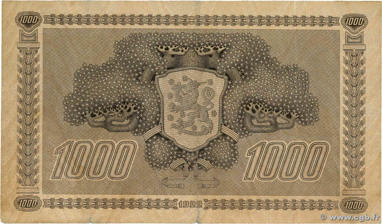 1000 Markkaa FINLANDE 1922 P.067a 513384 Billets