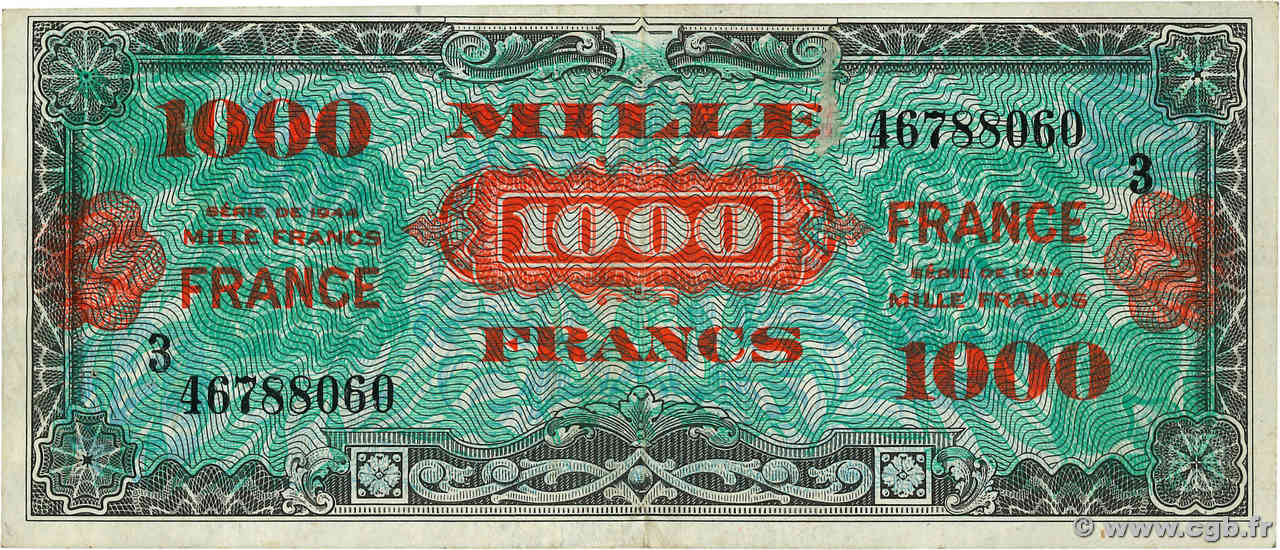 1000 Francs FRANCE FRANCE  1945 VF.27.03 VF