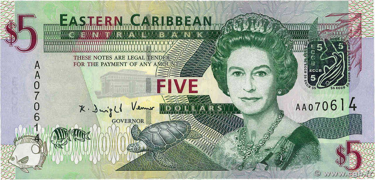 5 Dollars CARAÏBES  2008 P.47a NEUF