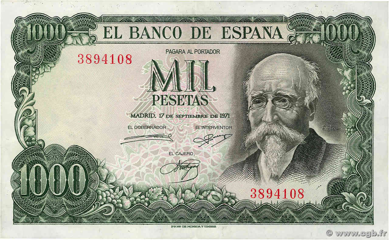 1000 Pesetas ESPAGNE  1971 P.154 TTB