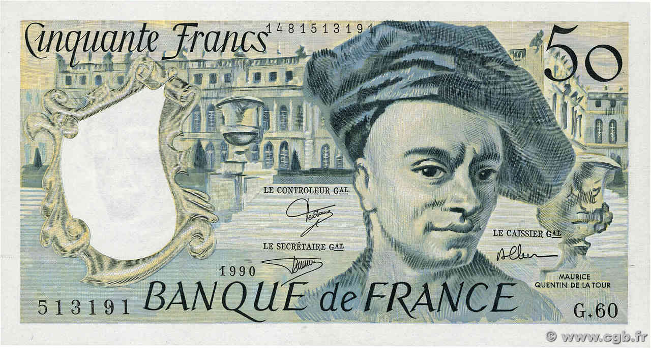 50 Francs QUENTIN DE LA TOUR FRANCIA  1990 F.67.16 q.AU
