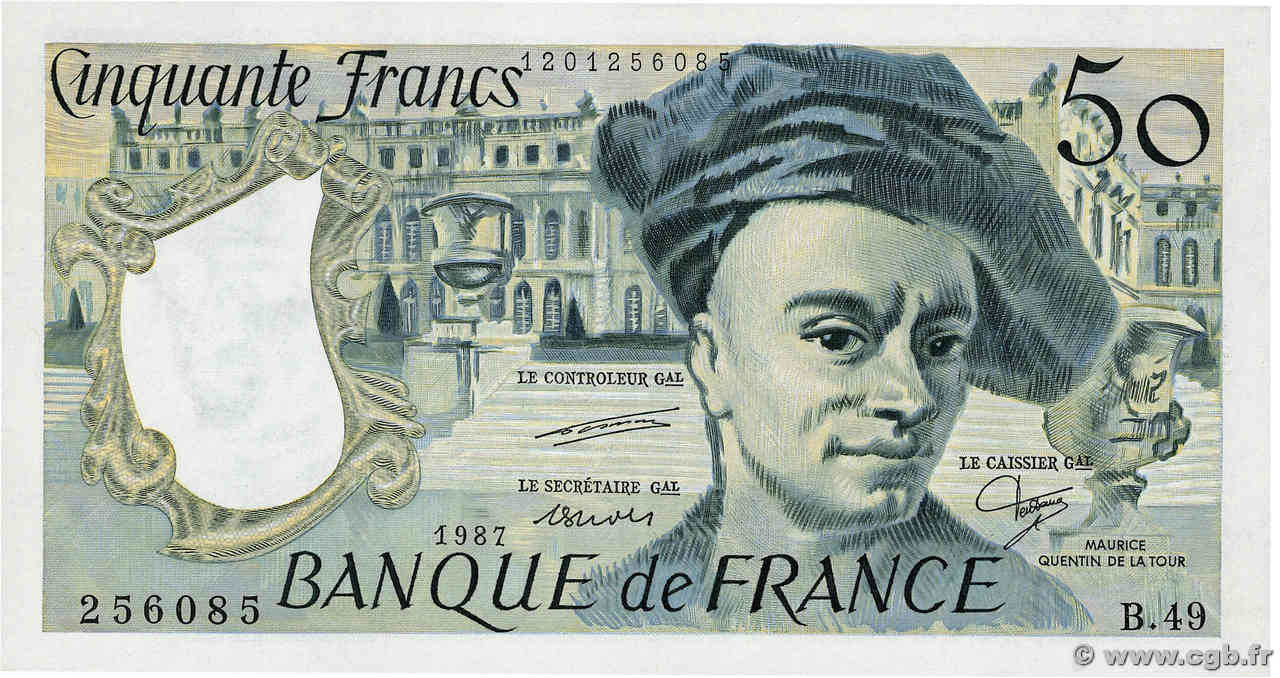 50 Francs QUENTIN DE LA TOUR FRANCIA  1987 F.67.13 SC+