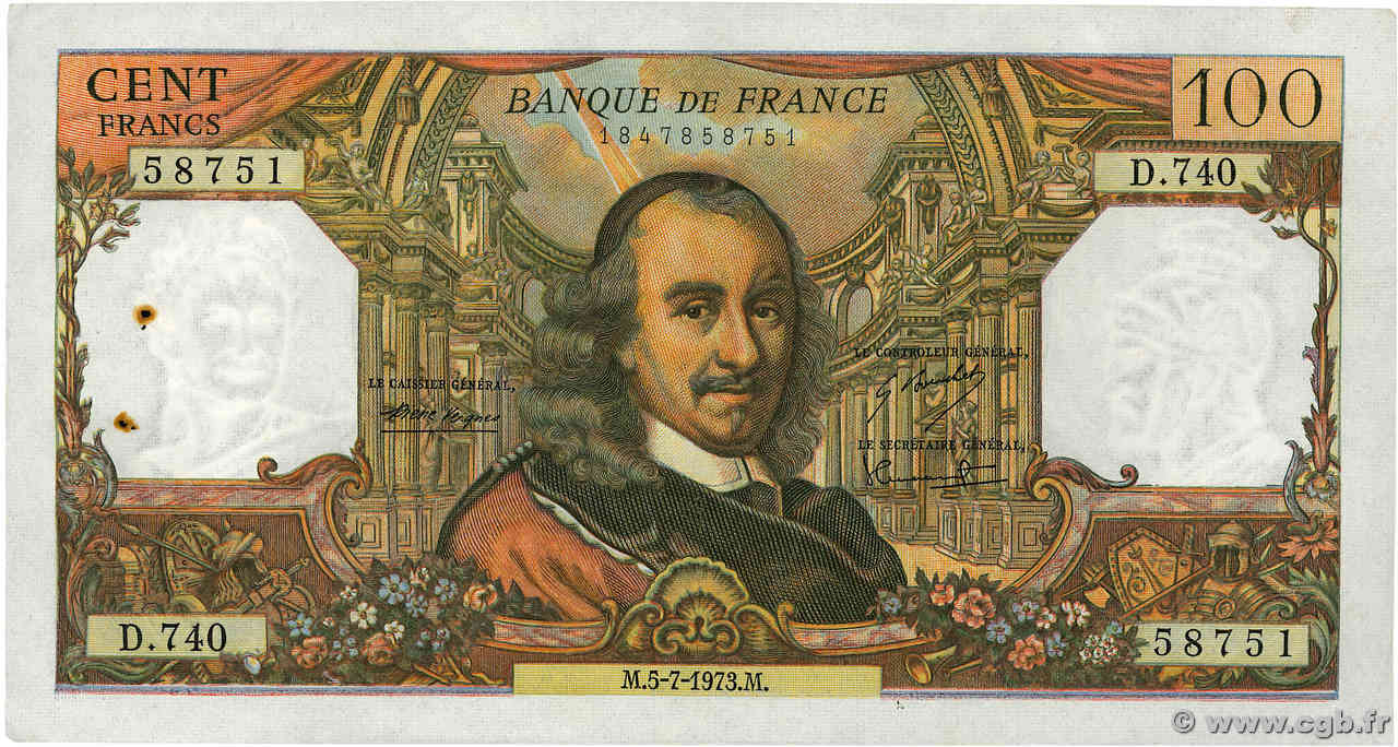 100 Francs CORNEILLE FRANCE  1973 F.65.43 TTB