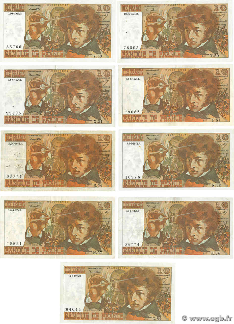 10 Francs BERLIOZ Lot FRANCE  1974 F.63.05 TB+