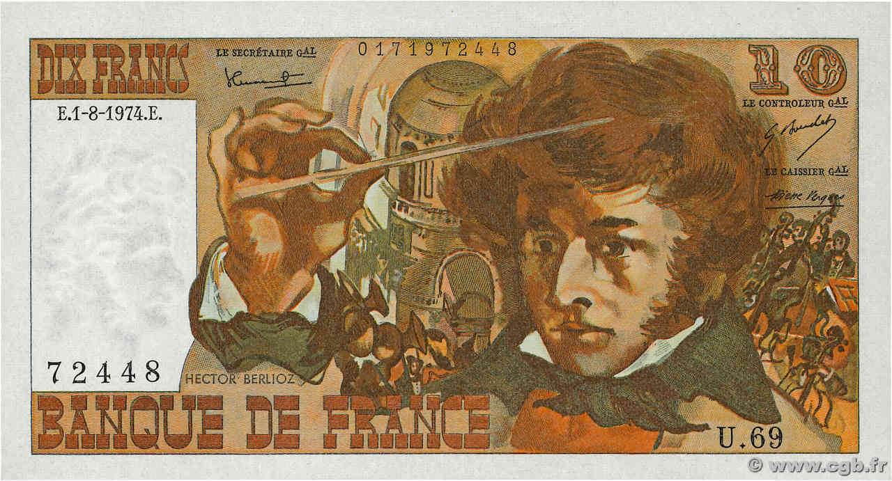 10 Francs BERLIOZ FRANCE  1974 F.63.06 SPL