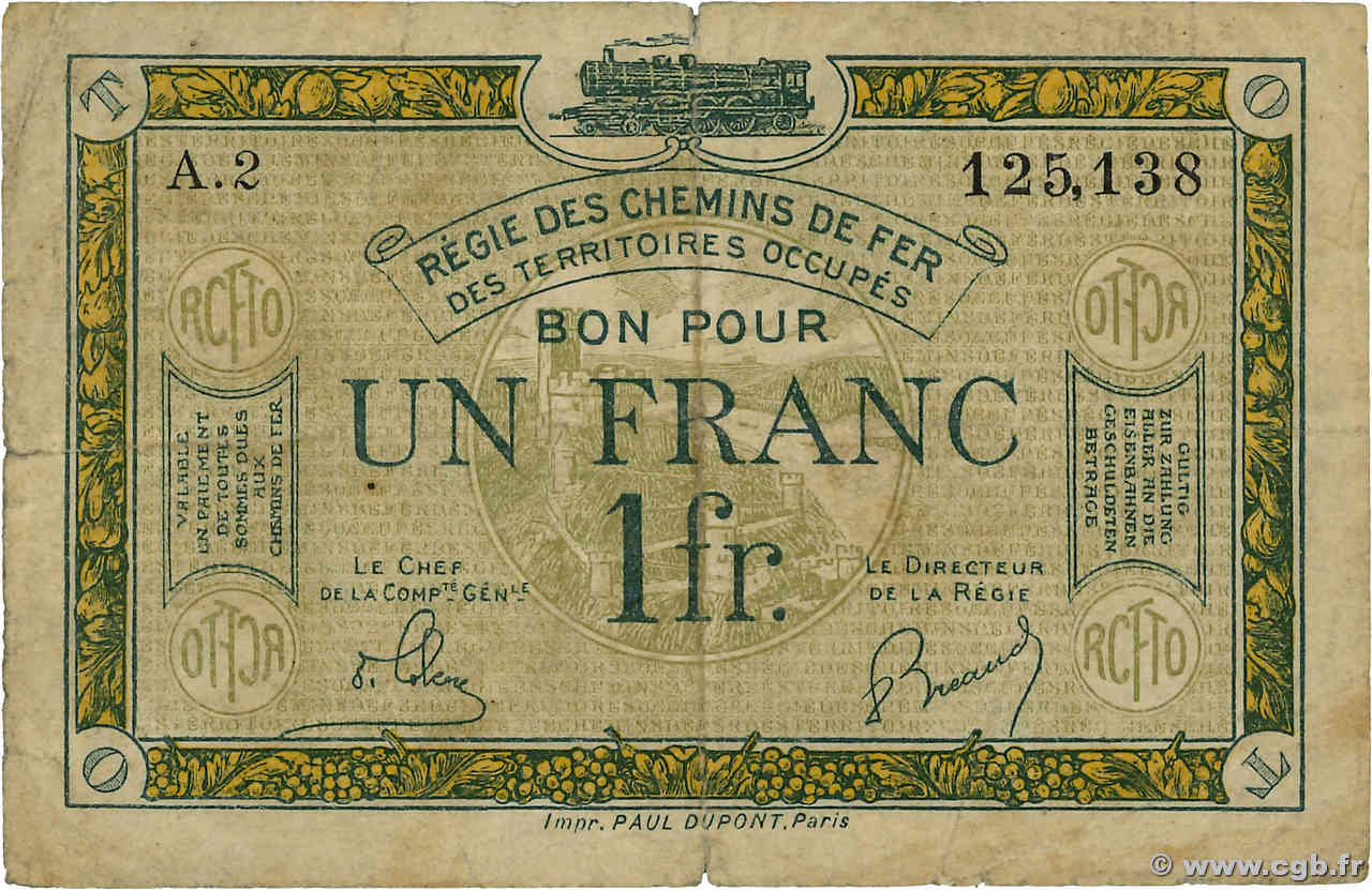 1 Franc FRANCE Regionalismus und verschiedenen  1918 JP.135.05 fS