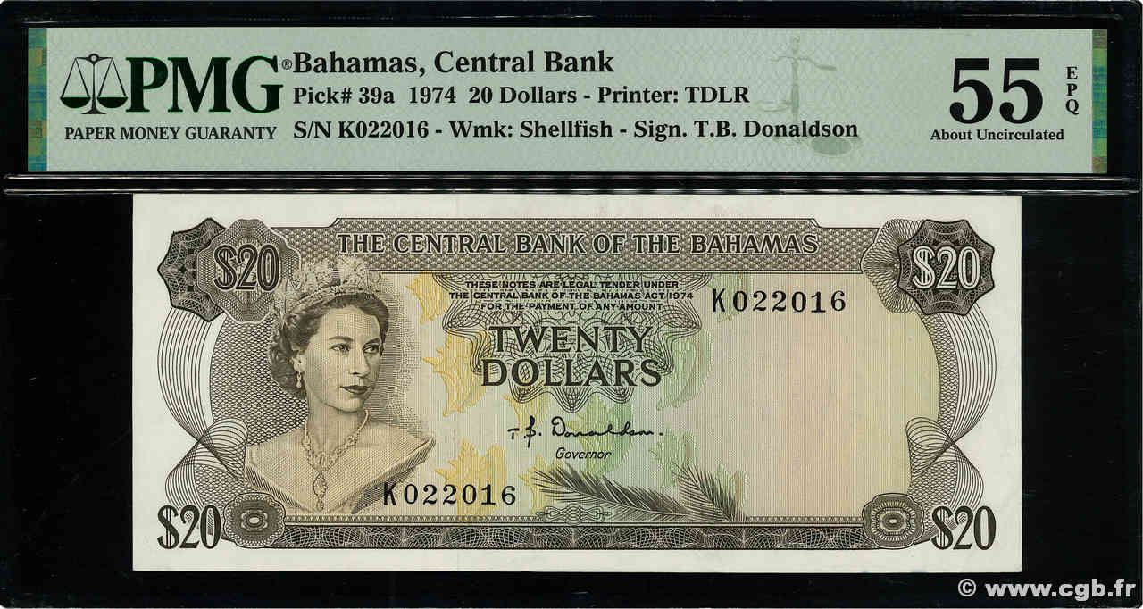 20 Dollars BAHAMAS  1974 P.39a fST