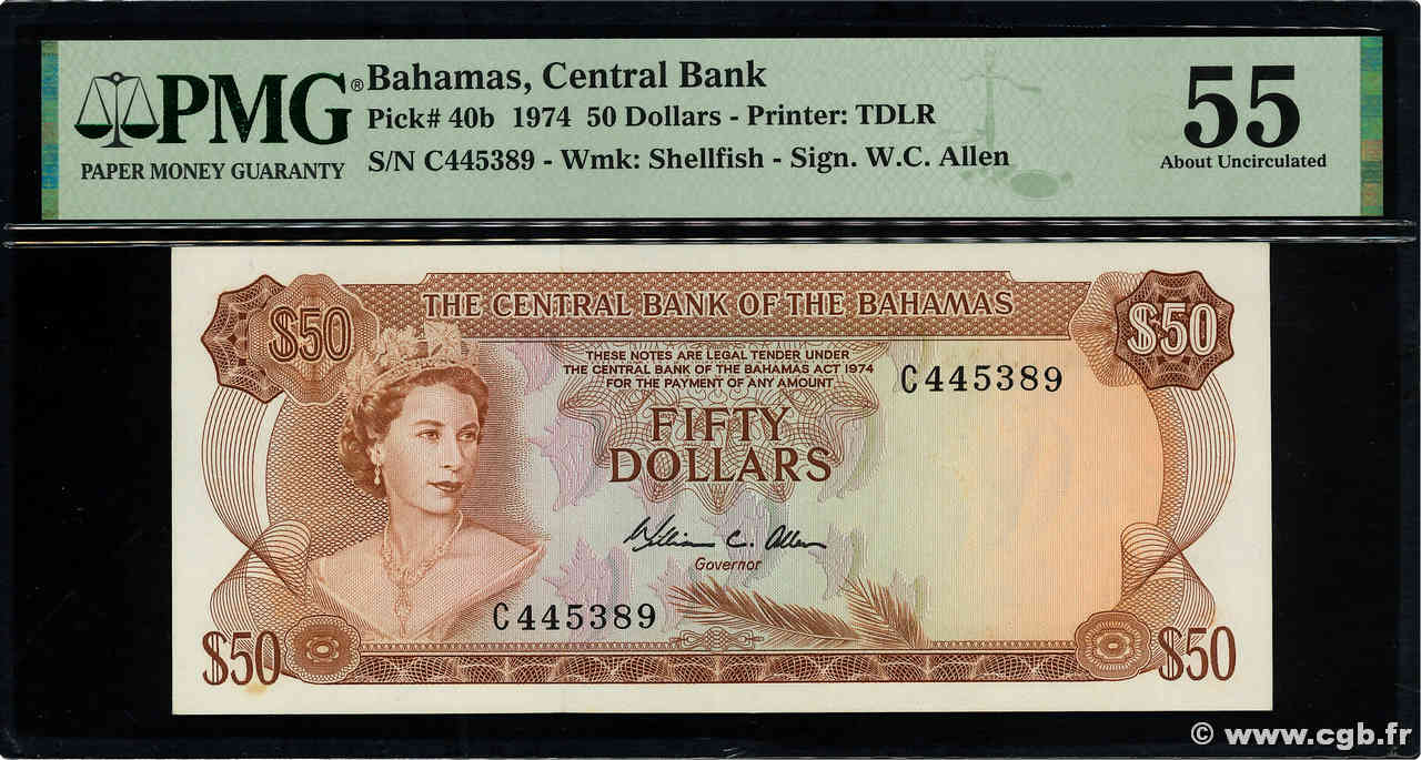 50 Dollars BAHAMAS  1974 P.40b AU