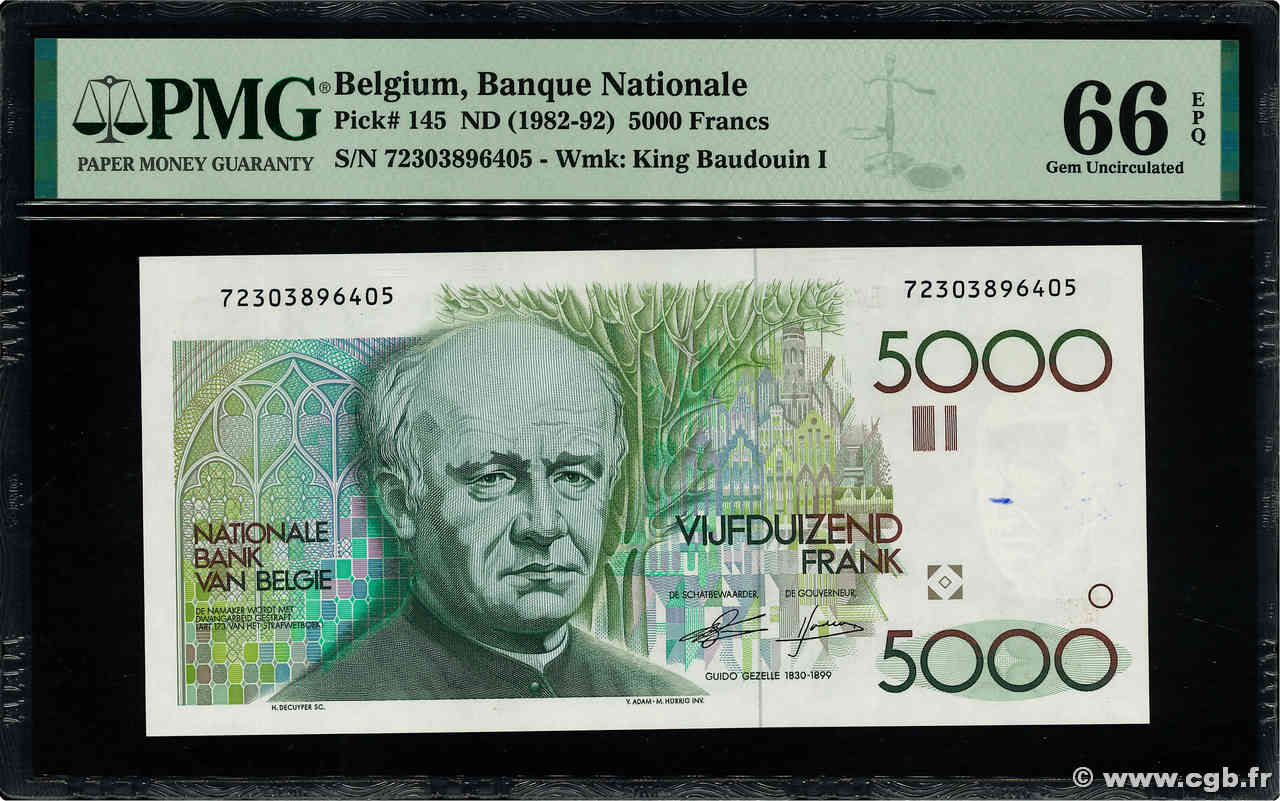 5000 Francs BELGIO  1982 P.145a FDC