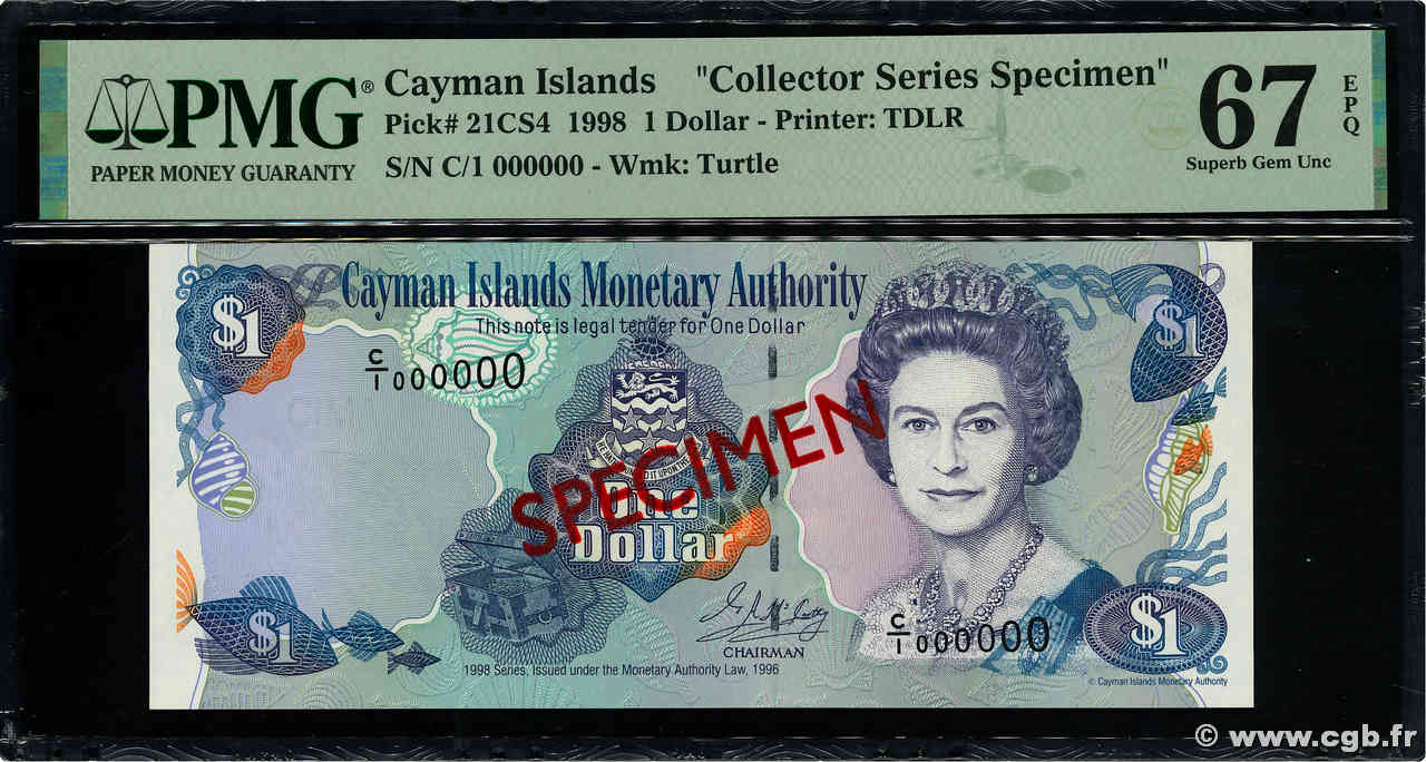 1 Dollar Spécimen ISOLE CAYMAN  1998 P.21CS4 FDC