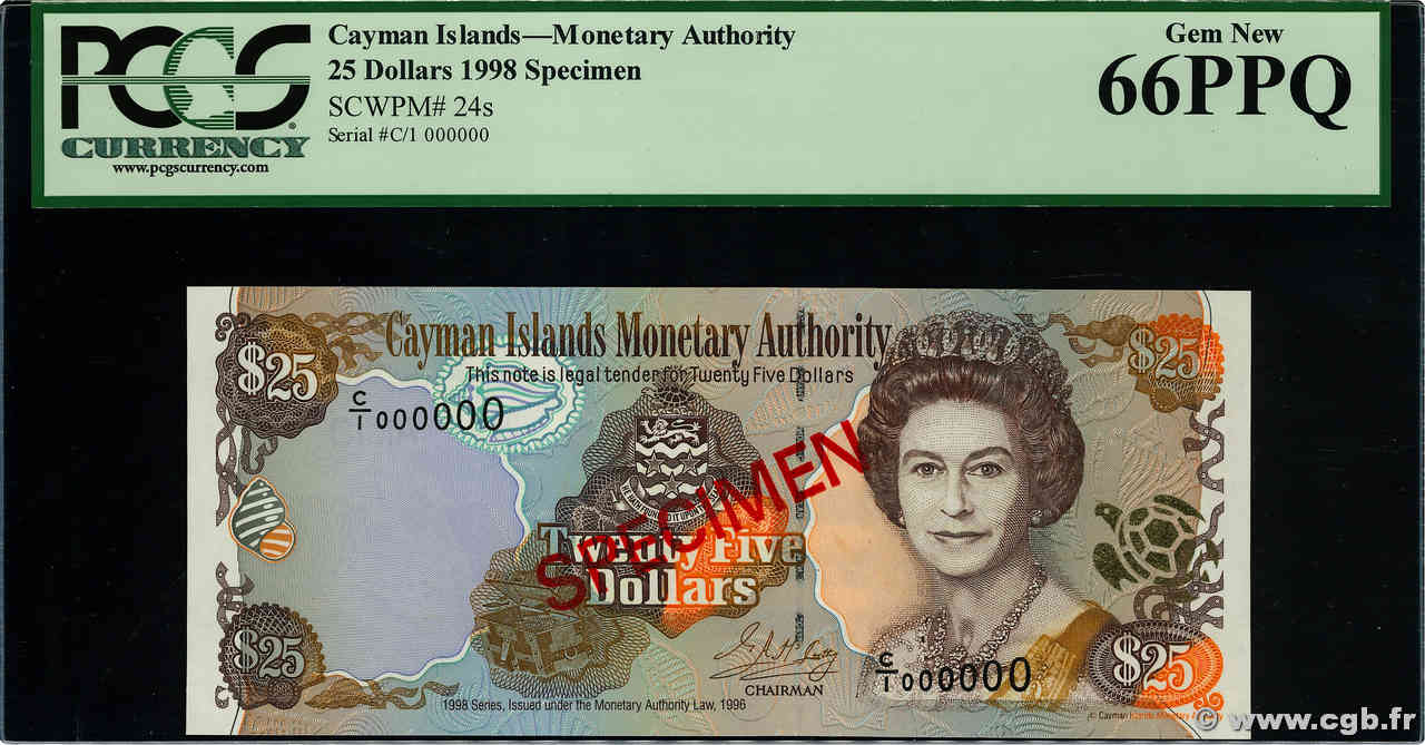 25 Dollars Spécimen CAYMANS ISLANDS  1998 P.24s UNC