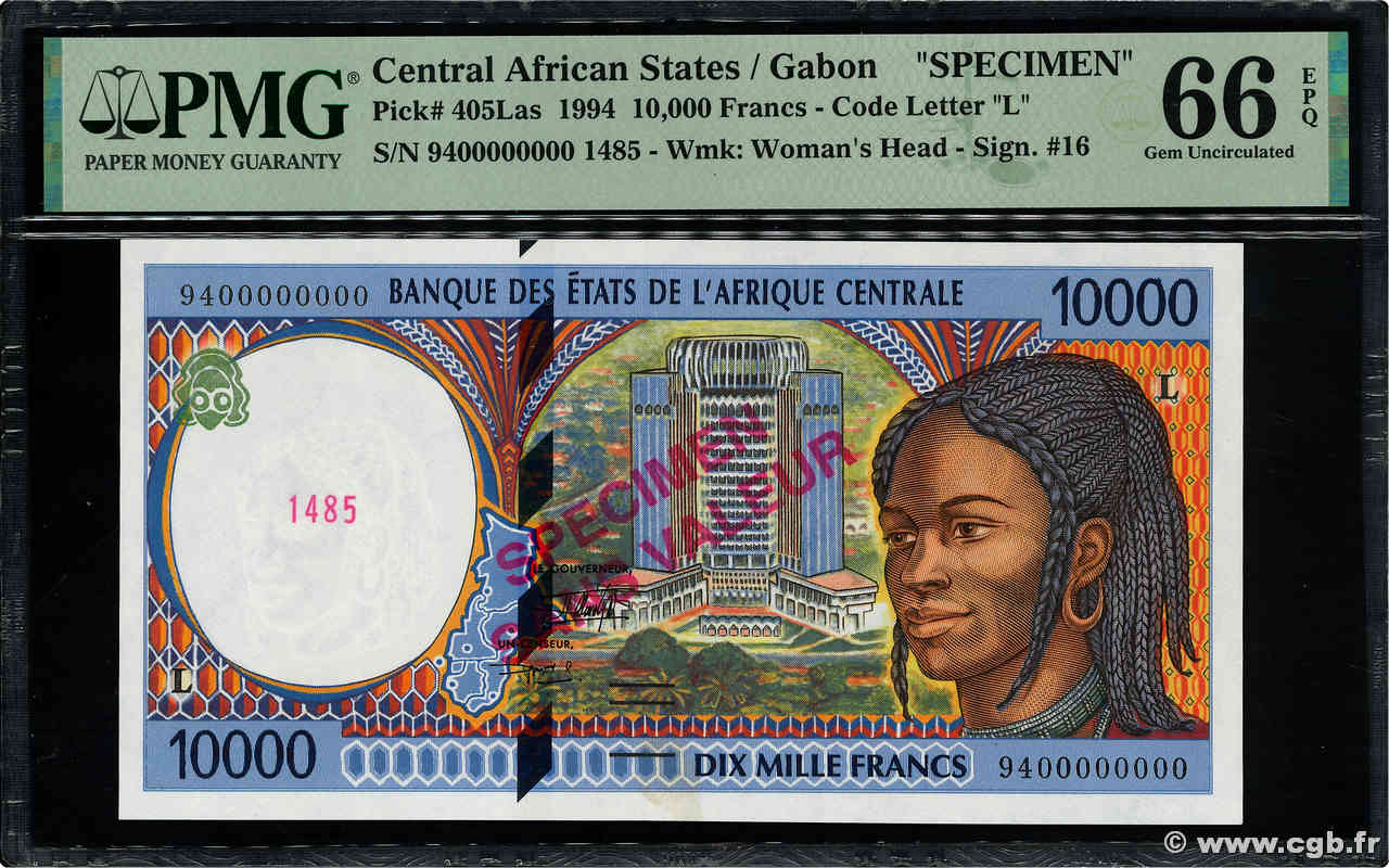 10000 Francs Spécimen CENTRAL AFRICAN STATES  1994 P.405Las UNC