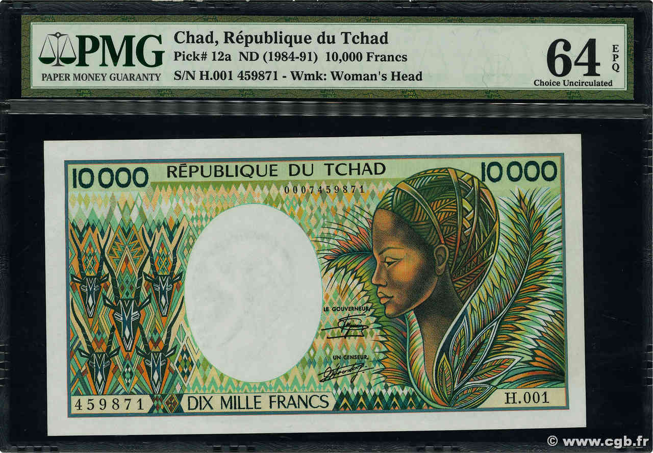 10000 Francs CHAD  1985 P.12a SC+