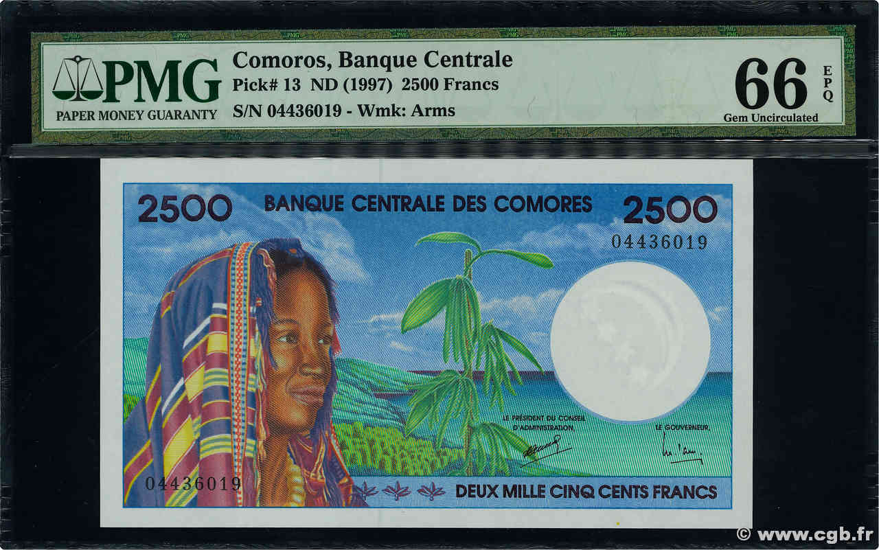 2500 Francs COMORE  1997 P.13 FDC